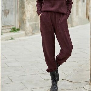 Peruvian Connection Black Pull On Waffle Knit Cotton Joggers w/ Pockets Large